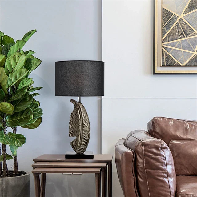 Marble Resin Leaf Table Lamp (Pair)